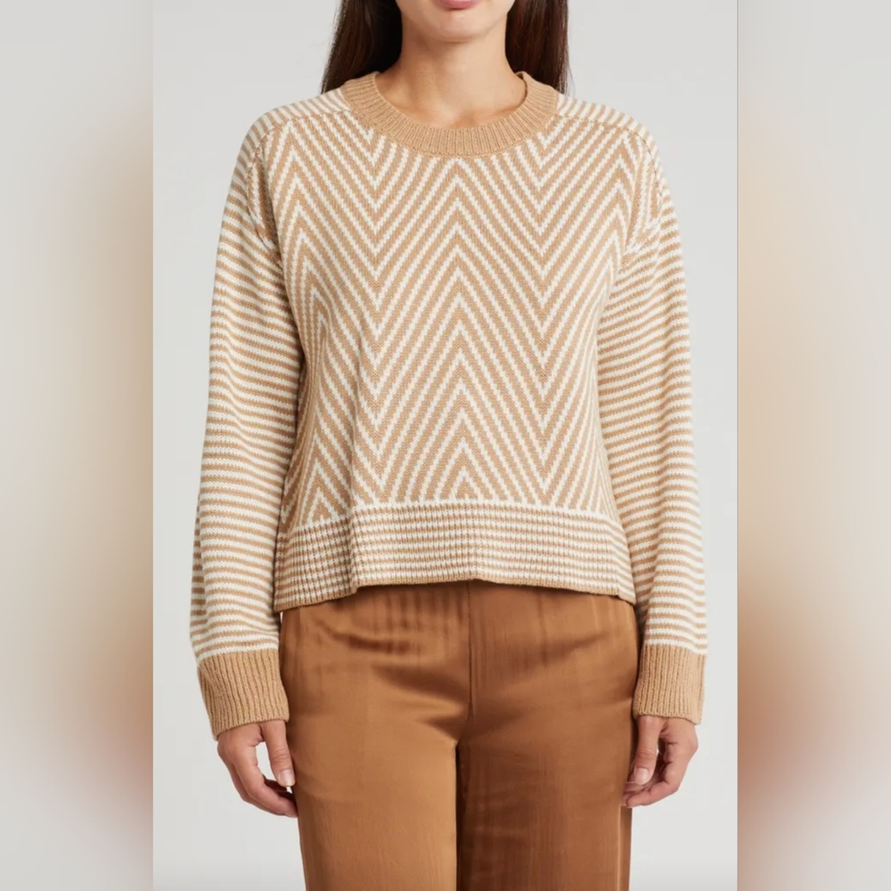 (354) NWT BOBEAU Chevron Striped Sweater, Size S